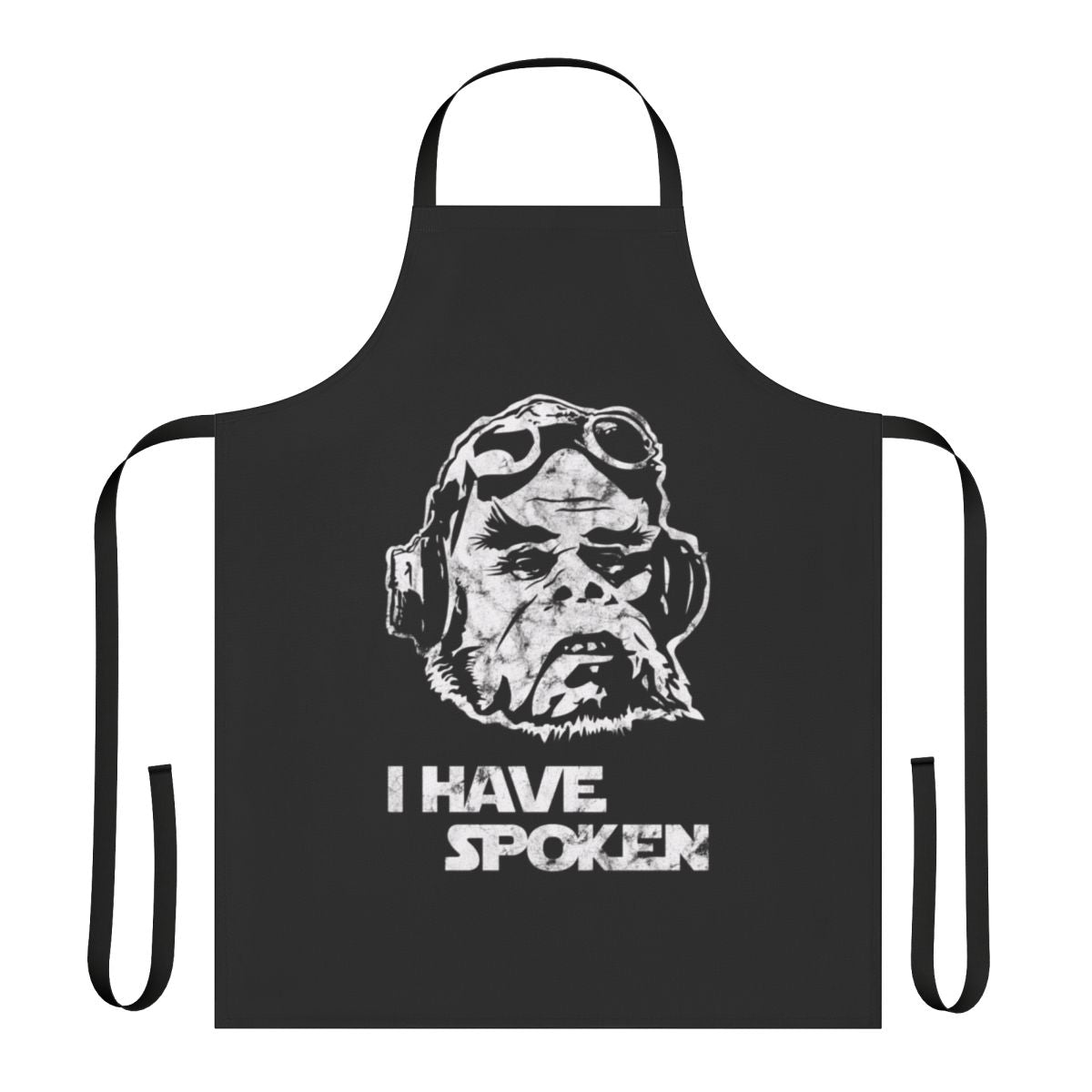 Mandalorian-inspired apron with space, alien, and bounty hunter imagery