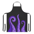 Model wearing a pastel galaxy print apron with tentacle design, inspired by the Disney villain Ursula.