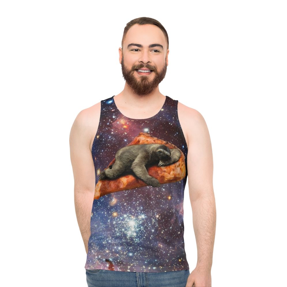 Cosmic Sloth Pizza Unisex Tank Top