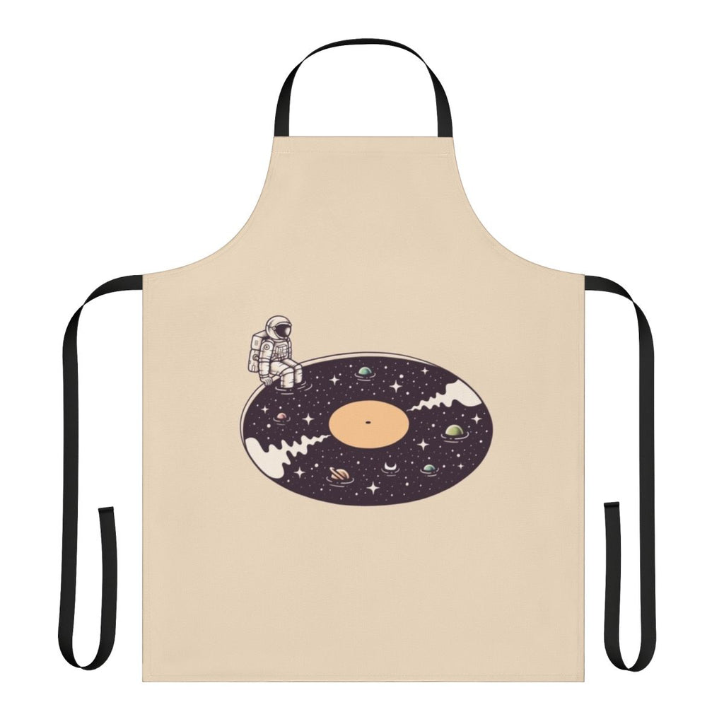 Cosmic Sound Apron featuring a surreal space-themed design with planets, stars, and cosmic elements