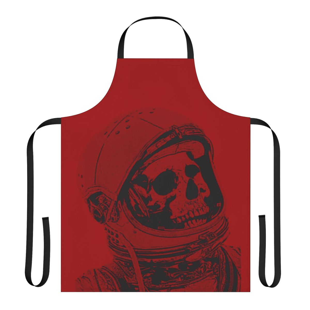 Cosmic space exploration apron featuring a skull design and planetary motifs