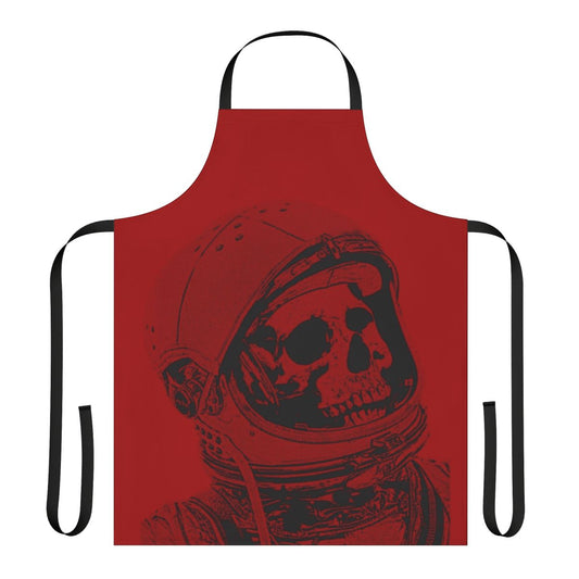 Cosmic space exploration apron featuring a skull design and planetary motifs