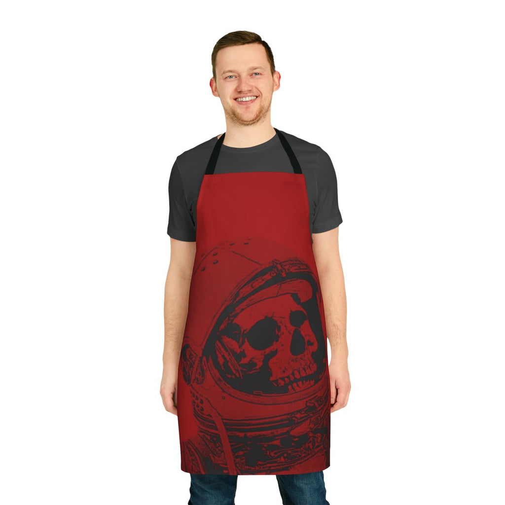 Cosmic space exploration apron featuring a skull design and planetary motifs