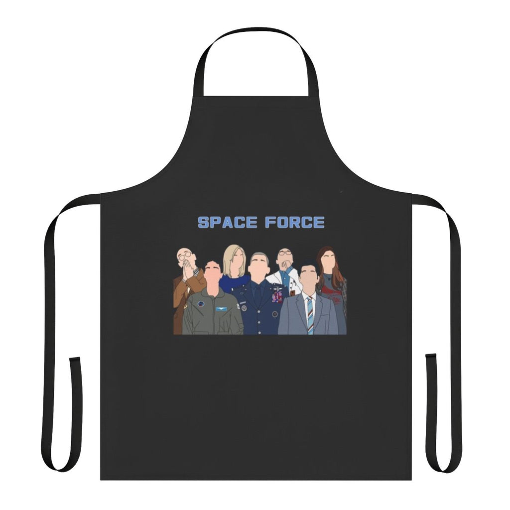 Cosmic Space Force inspired apron featuring a moon and galaxy design
