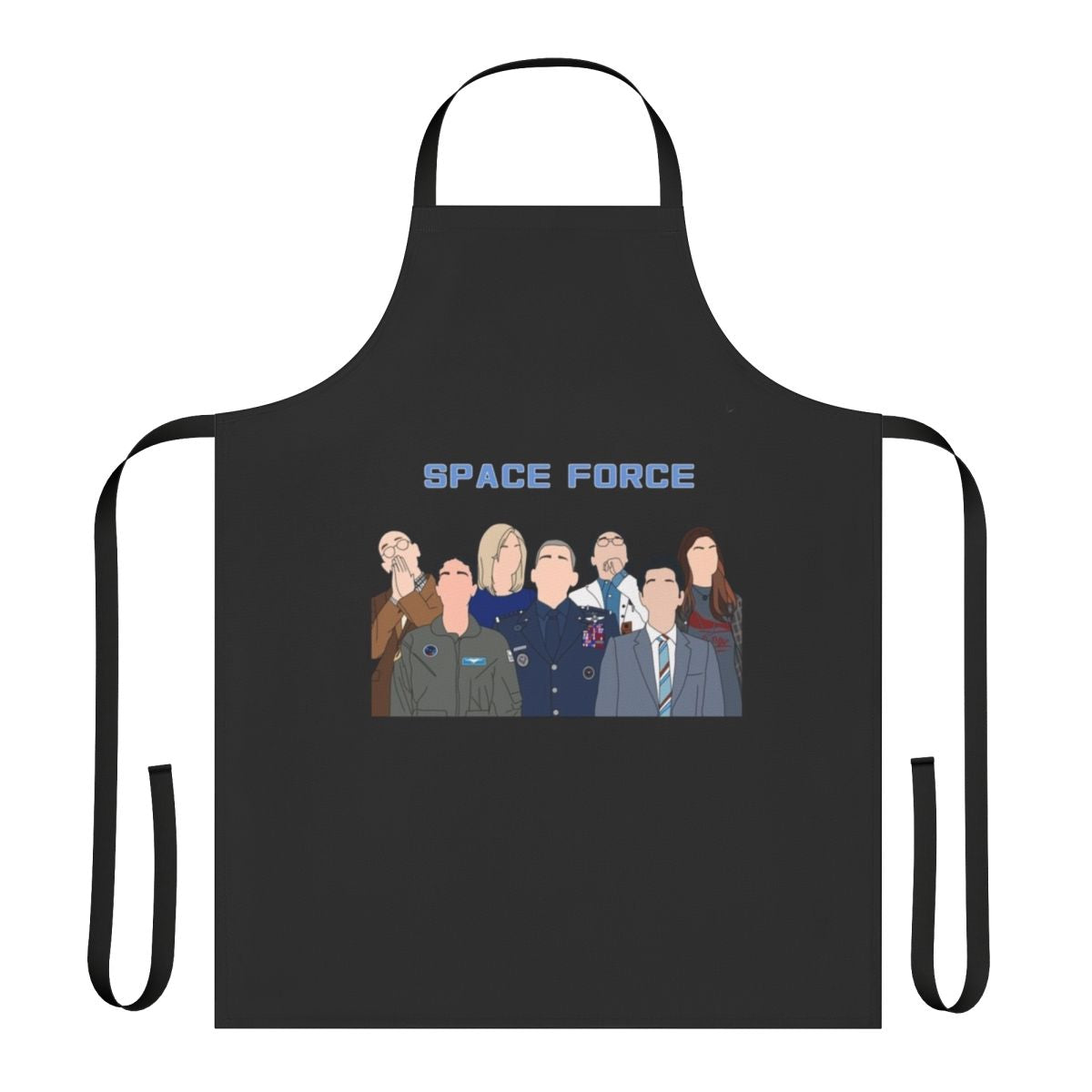 Cosmic Space Force inspired apron featuring a moon and galaxy design