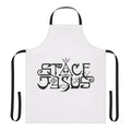 Vibrant apron featuring a stylized space-themed graphic design