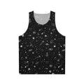 Space-themed unisex tank top with cosmic and galactic print design