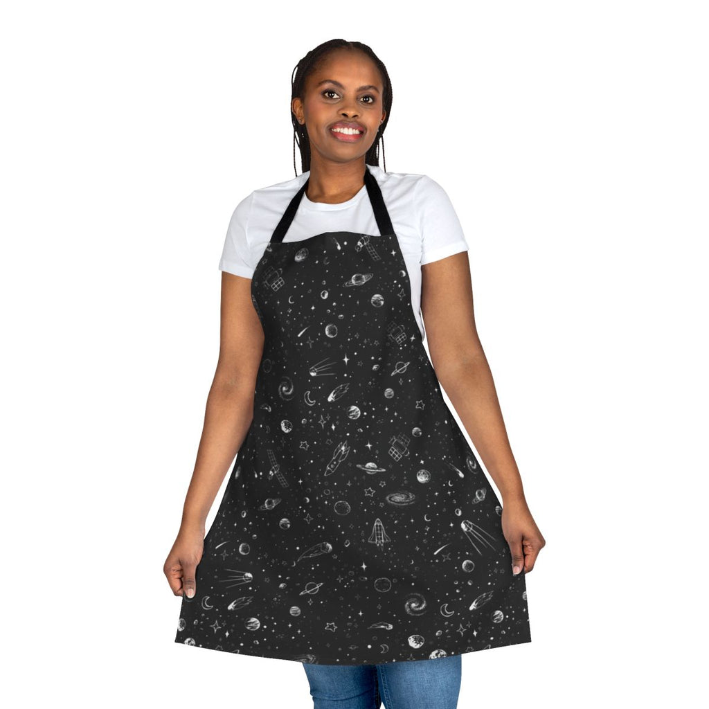 Vibrant galaxy and planet design apron for space and science enthusiasts