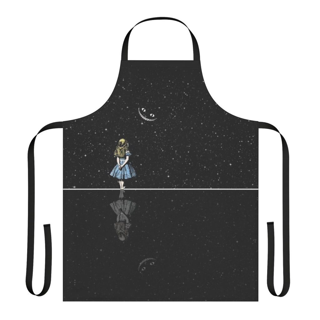 Cosmic Starry Night Apron featuring Alice in Wonderland and Cheshire Cat motifs