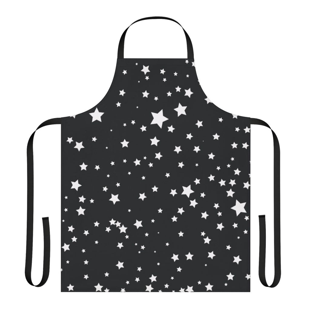Apron featuring a scattered star pattern in black and white, creating a cosmic, galaxy-inspired design.