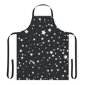 Apron featuring a scattered star pattern in black and white, creating a cosmic, galaxy-inspired design.