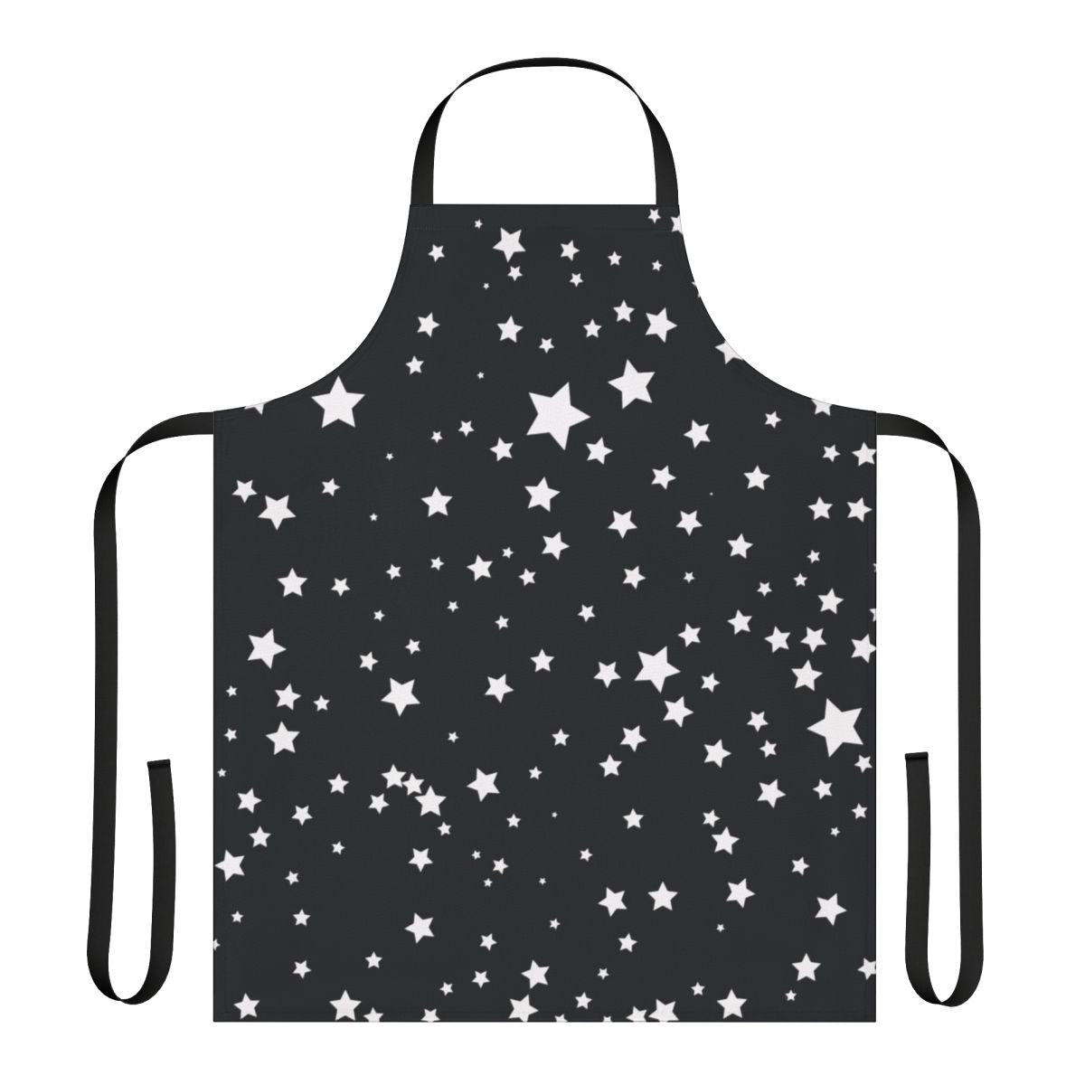 Apron featuring a scattered star pattern in black and white, creating a cosmic, galaxy-inspired design.