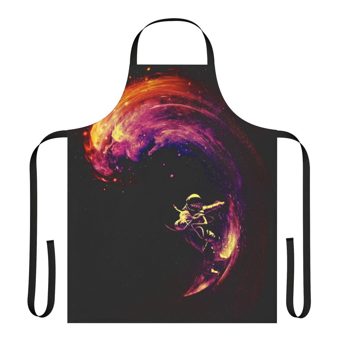 Vibrant space-themed apron with a surreal, cosmic design