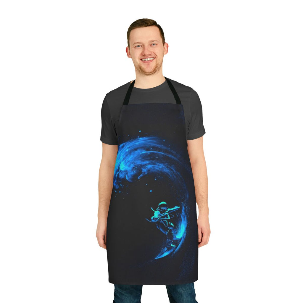 Vibrant apron design featuring space-themed graphics, perfect for cosmic surfers and galactic explorers.