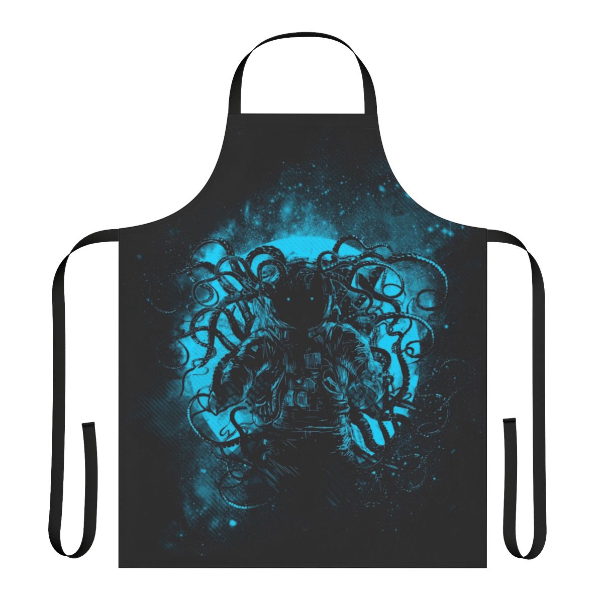 Apron featuring a deep space horror design with an alien monster and stars