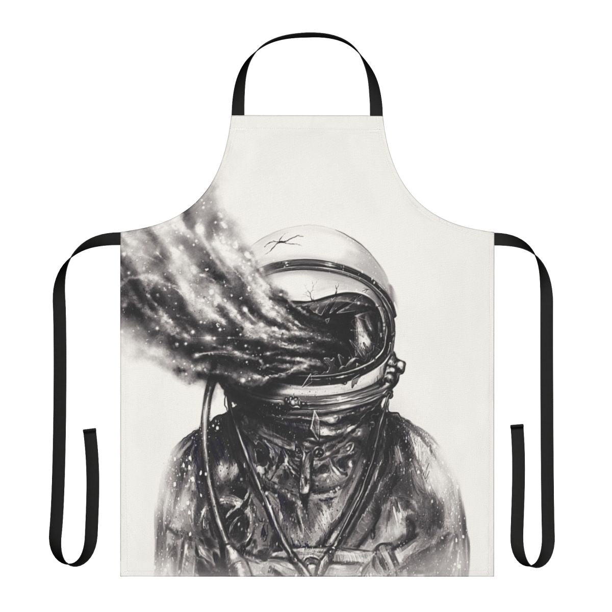 Transposed apron design featuring astronaut, galaxies, and cosmic elements