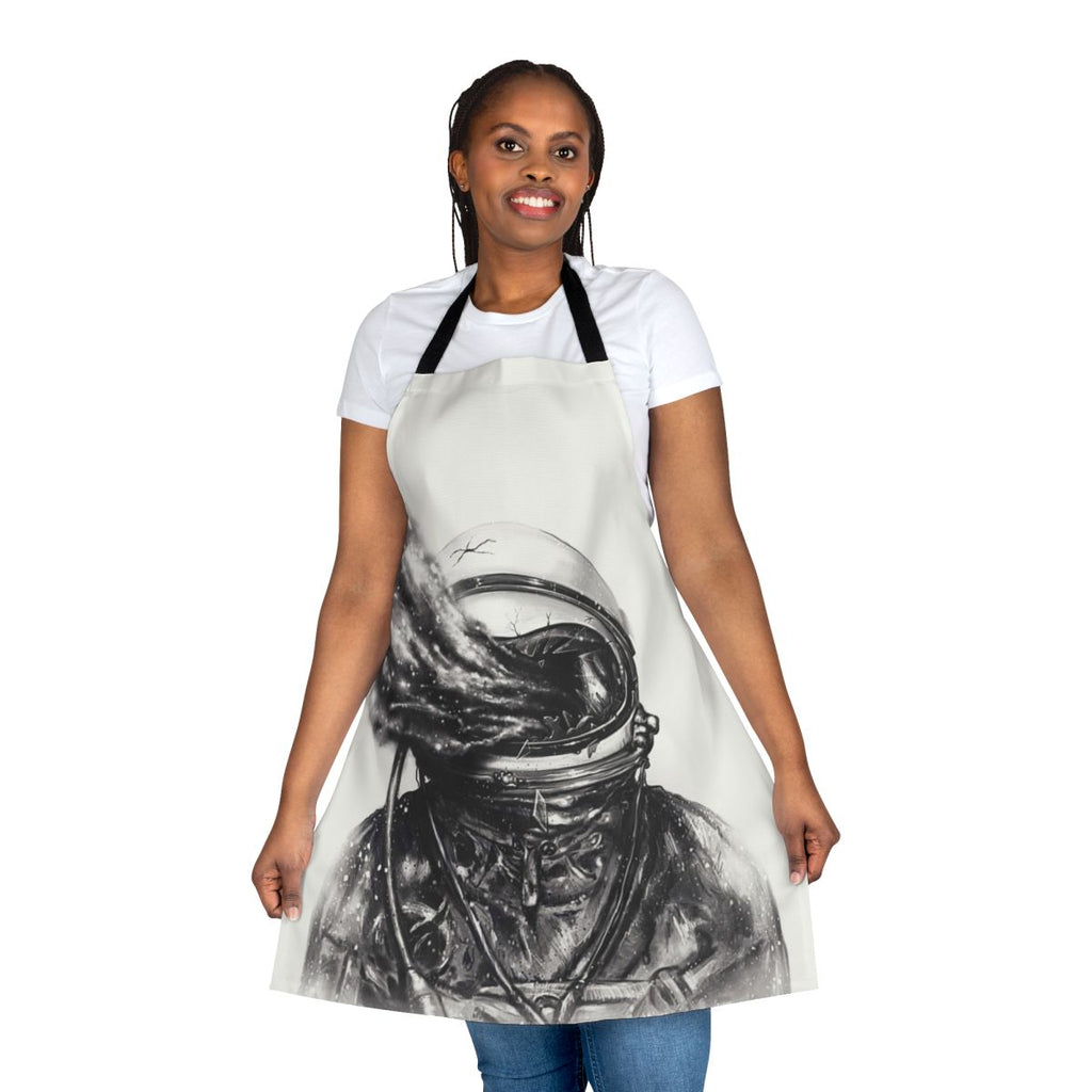 Transposed apron design featuring astronaut, galaxies, and cosmic elements
