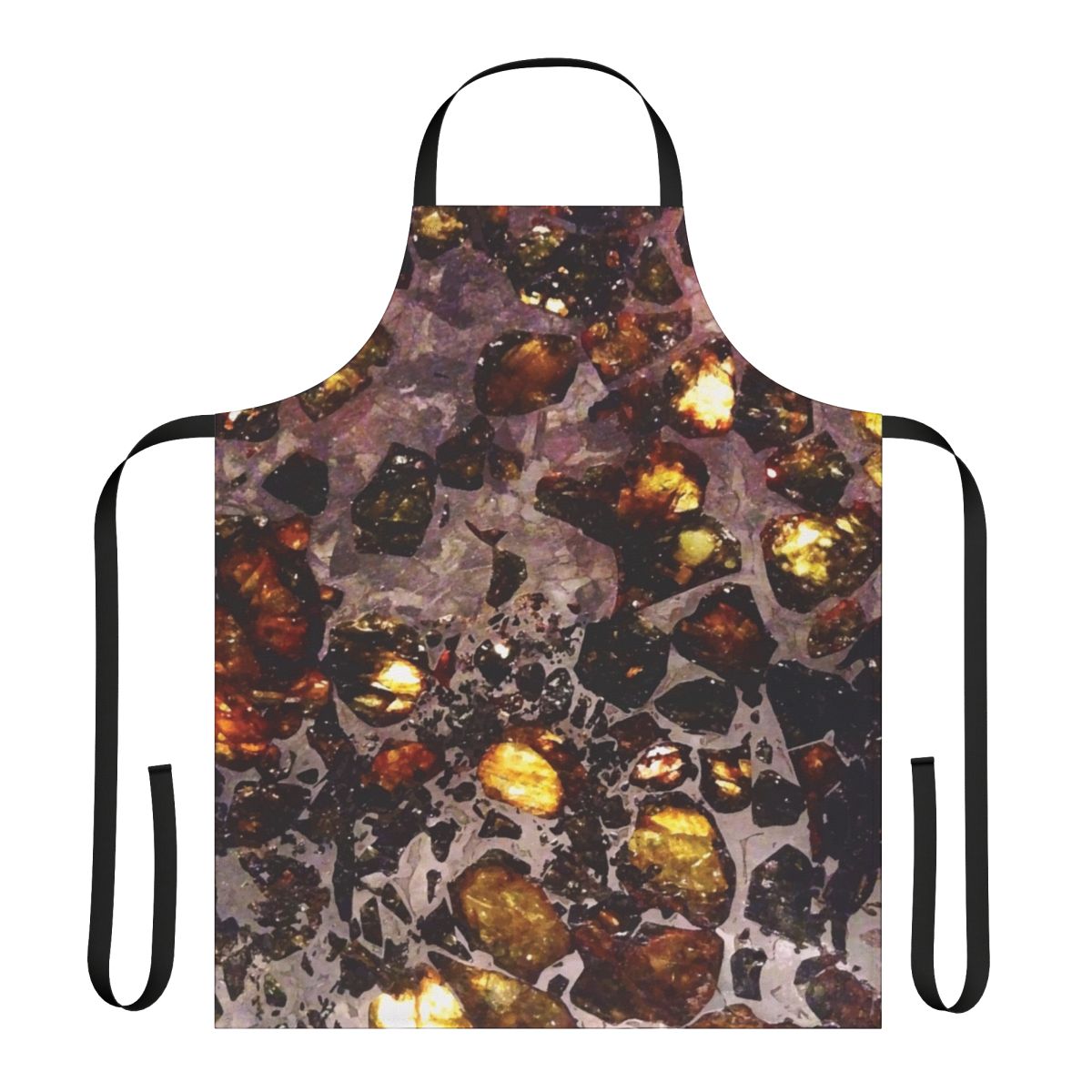 Colorful pallasite meteorite-patterned apron for space enthusiasts