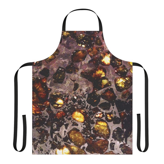 Colorful pallasite meteorite-patterned apron for space enthusiasts