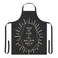 Apron featuring cosmic typography and space-themed designs