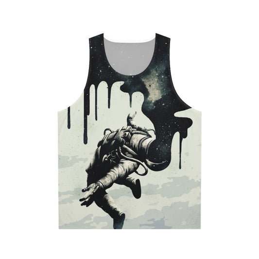 Cosmic Unisex Fall Down Tank Top with Surreal Astronaut Design