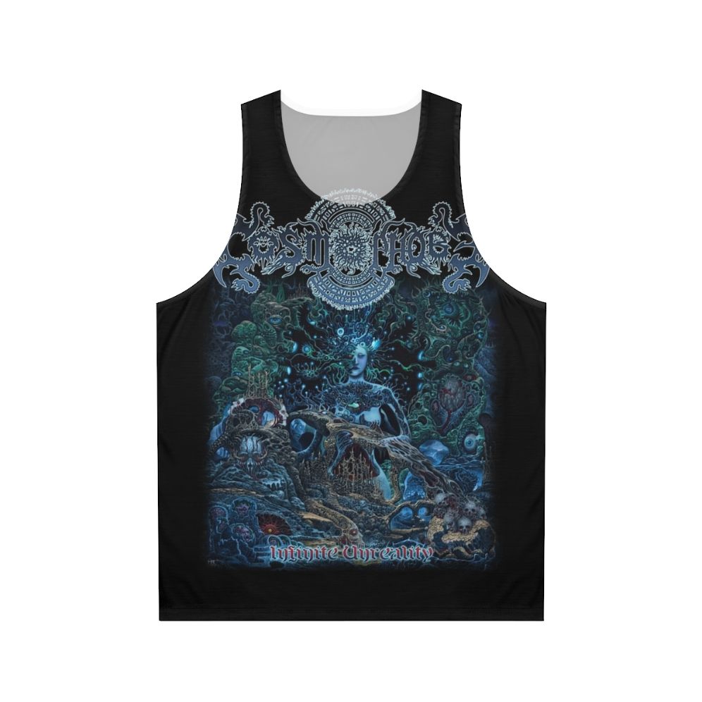 Unisex tank top with cosmic and technical death metal design