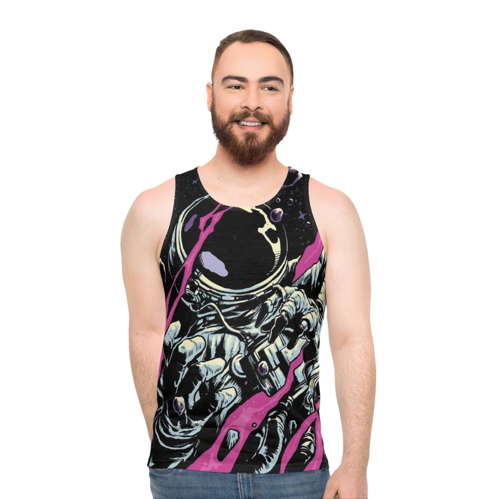 Unisex tank top with galaxy and space-themed design