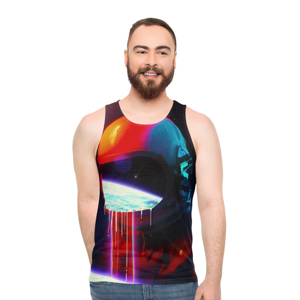 Cosmic unisex tank top with surreal space exploration design