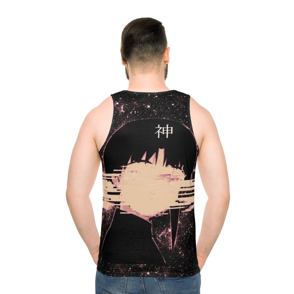 Cosmic unisex tank top with space, glitch and pixel art design