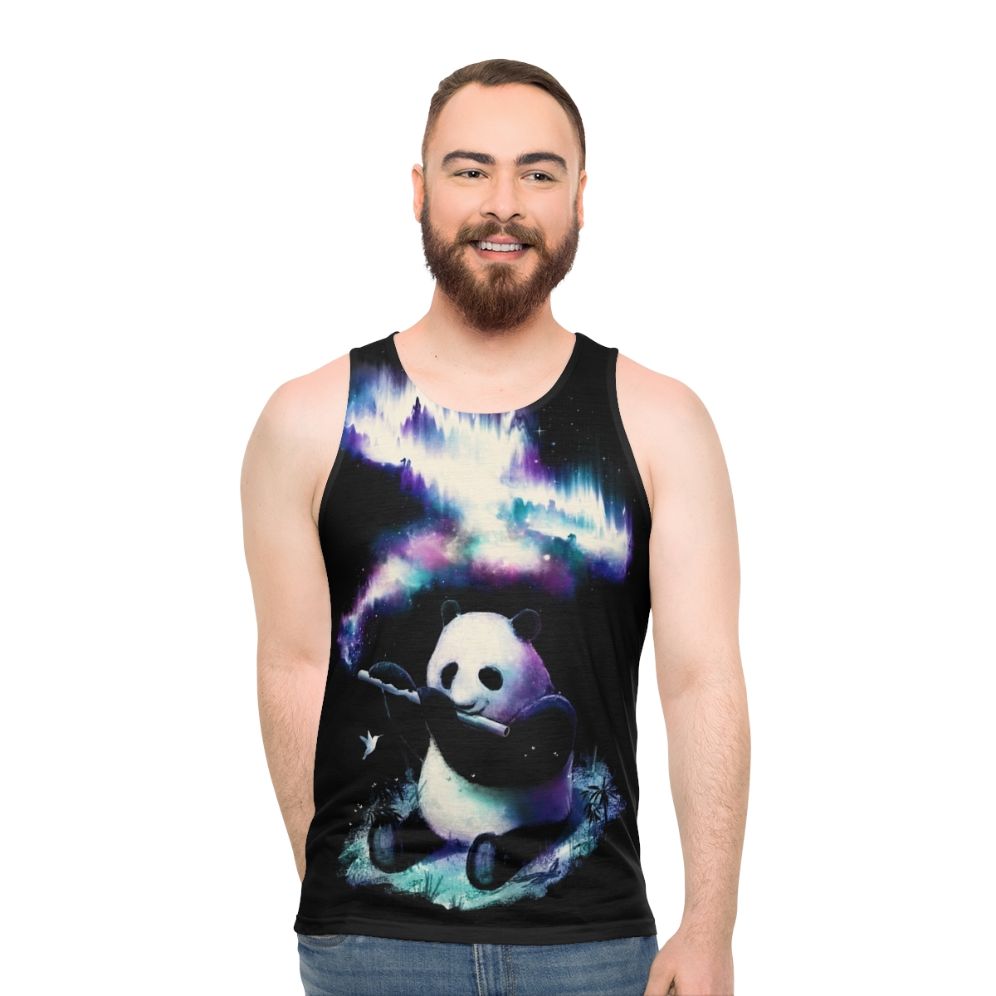 Unisex tank top with a cosmic universe and nature design