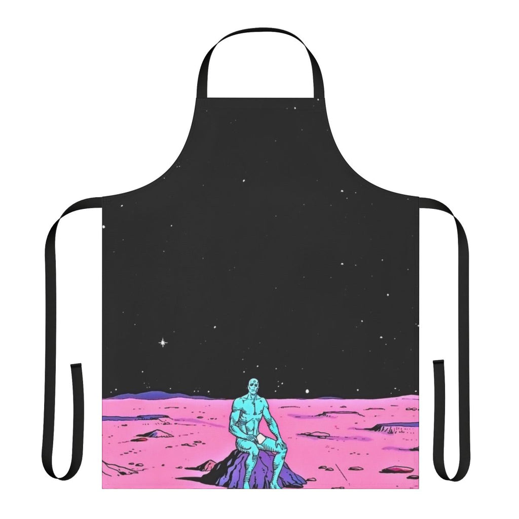 Apron featuring a cosmic-themed illustration of Dr. Manhattan from the Watchmen comic and movie