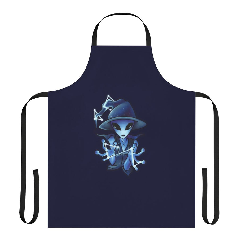 Galaxy-themed apron with alien witch design