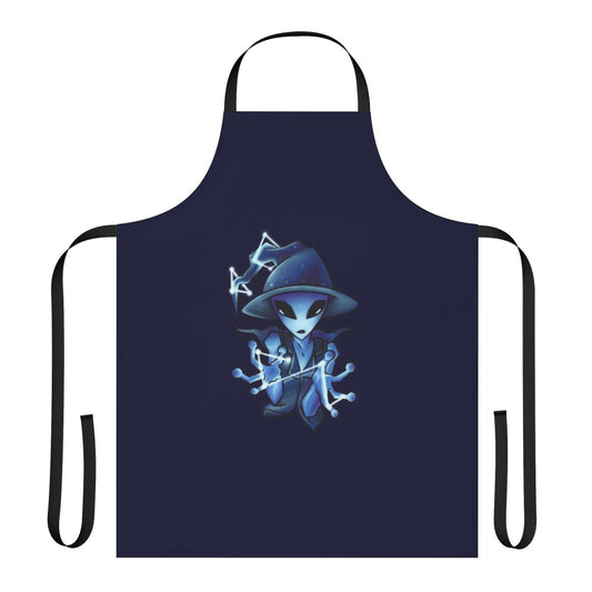 Galaxy-themed apron with alien witch design