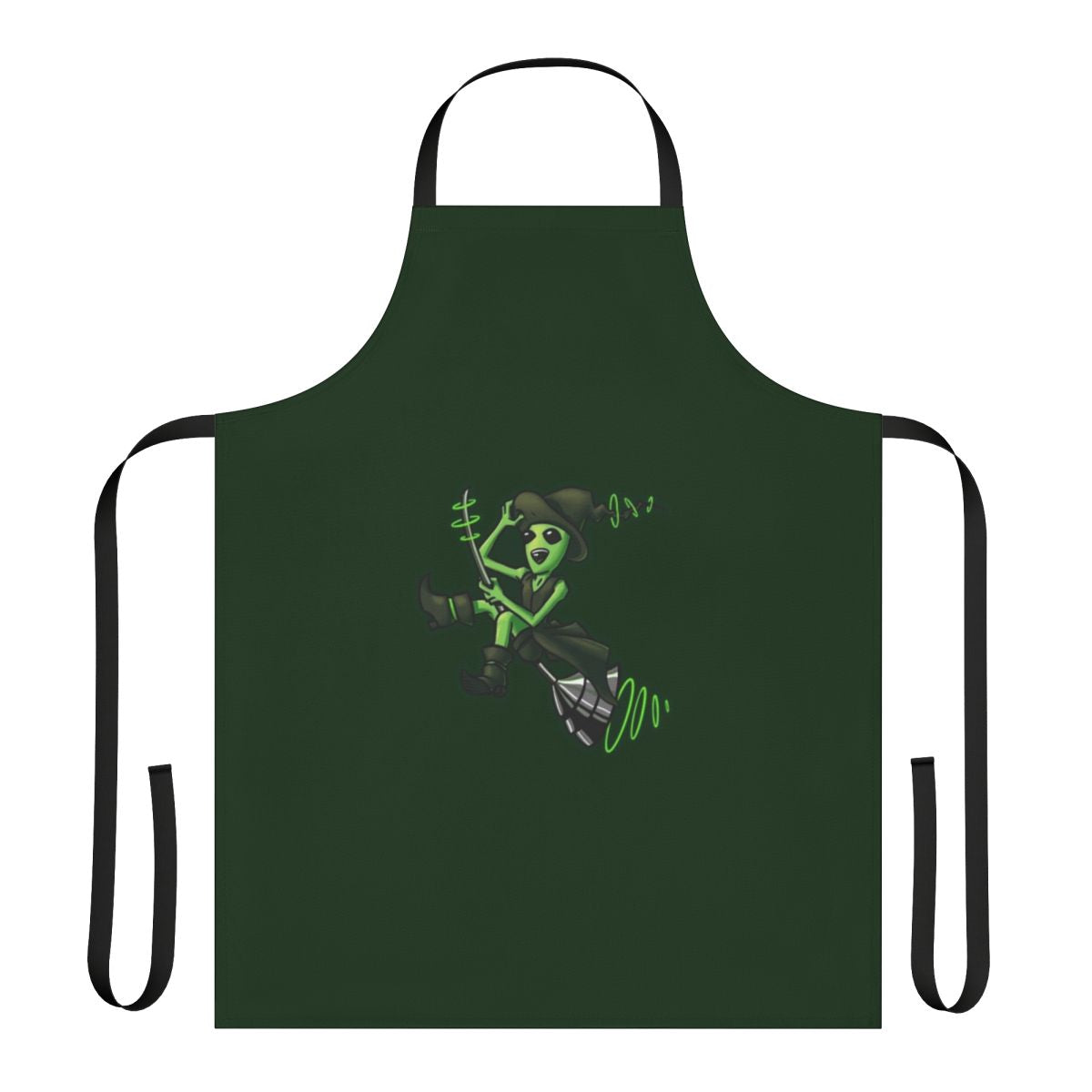 A stylish sci-fi apron featuring a techno witch alien design
