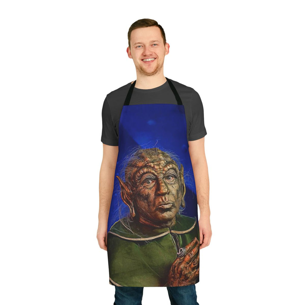 A vibrant, space-themed apron featuring a yogurt design, inspired by the iconic film Spaceballs.