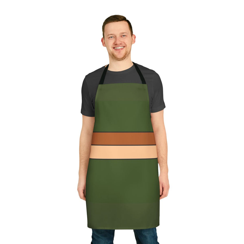 Cosplay-inspired Jerry Smith apron featuring characters from the popular animated series Rick and Morty