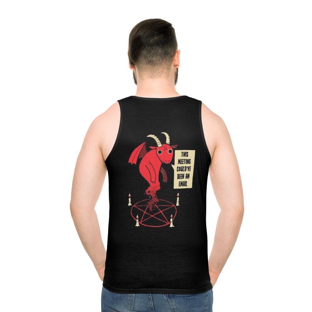 Unisex tank top with vintage devil quote design