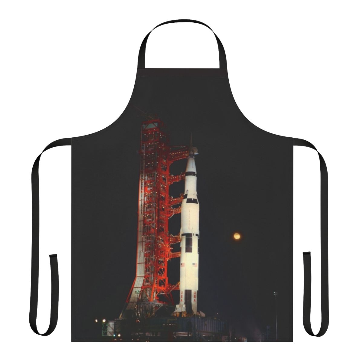 Retro-style apron with Apollo countdown and space-themed graphics