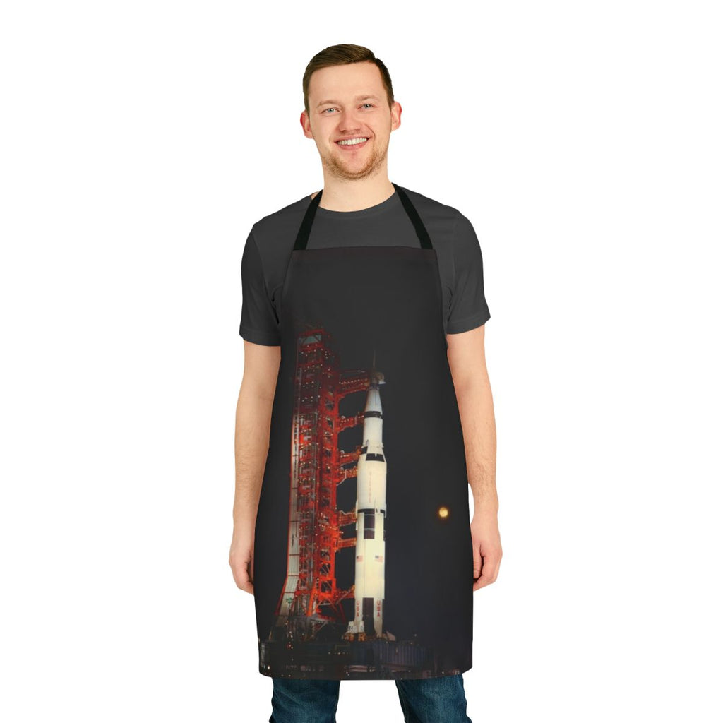 Retro-style apron with Apollo countdown and space-themed graphics