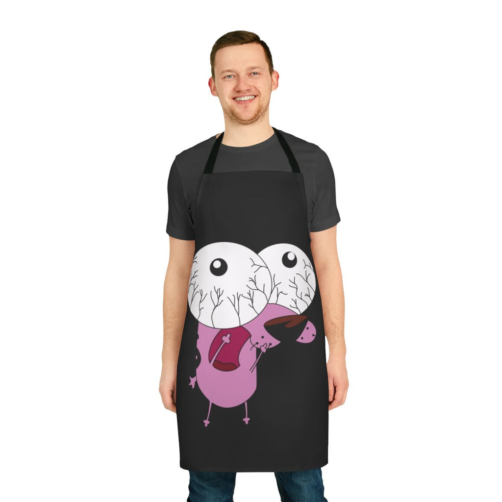 Courage the Cowardly Dog inspired cooking apron featuring the iconic pink dog character