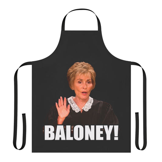 Playful apron featuring a "Judge Judy" style design, perfect for fans of the iconic TV court show.