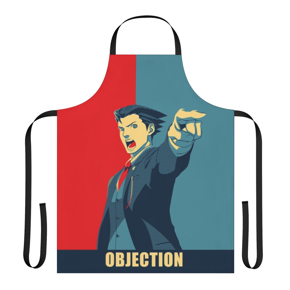 Courtroom-Inspired Objection Apron Featuring Phoenix Wright and Other Ace Attorney Characters