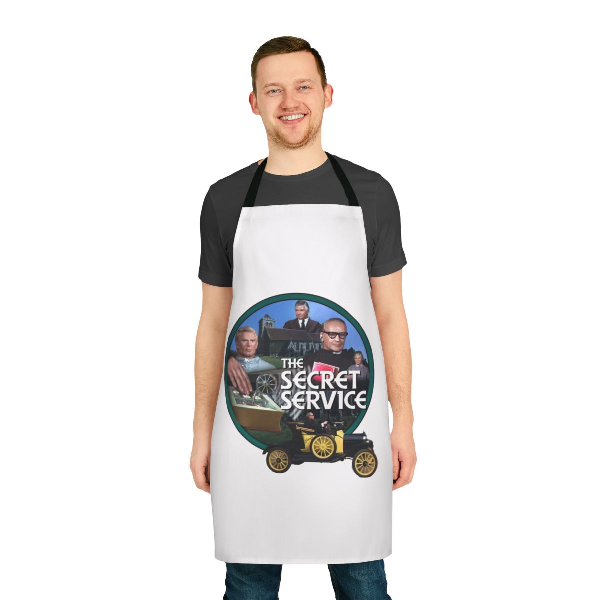 A stylish and durable apron inspired by the iconic secret service attire