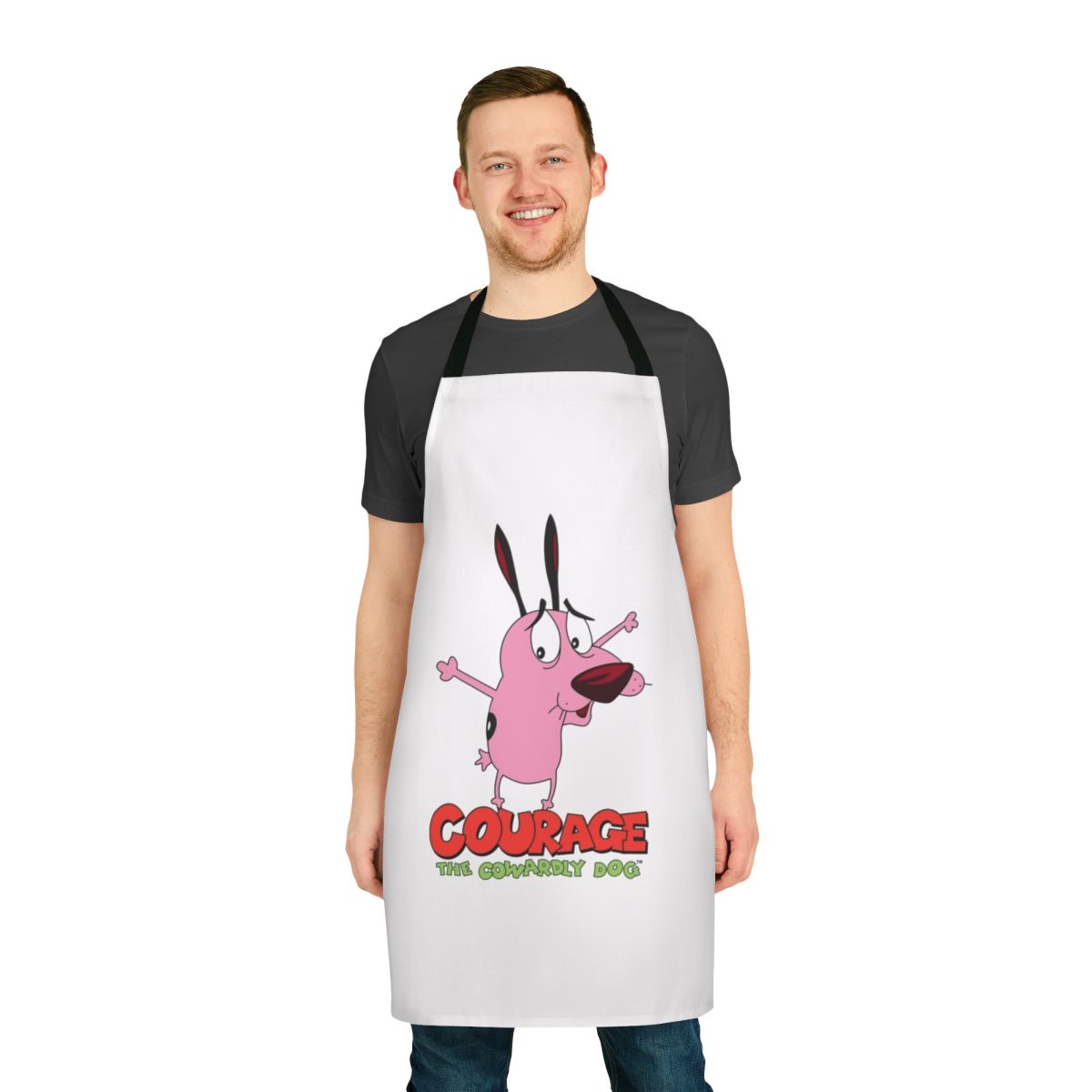 Courage the Cowardly Dog inspired apron with vibrant cartoon design