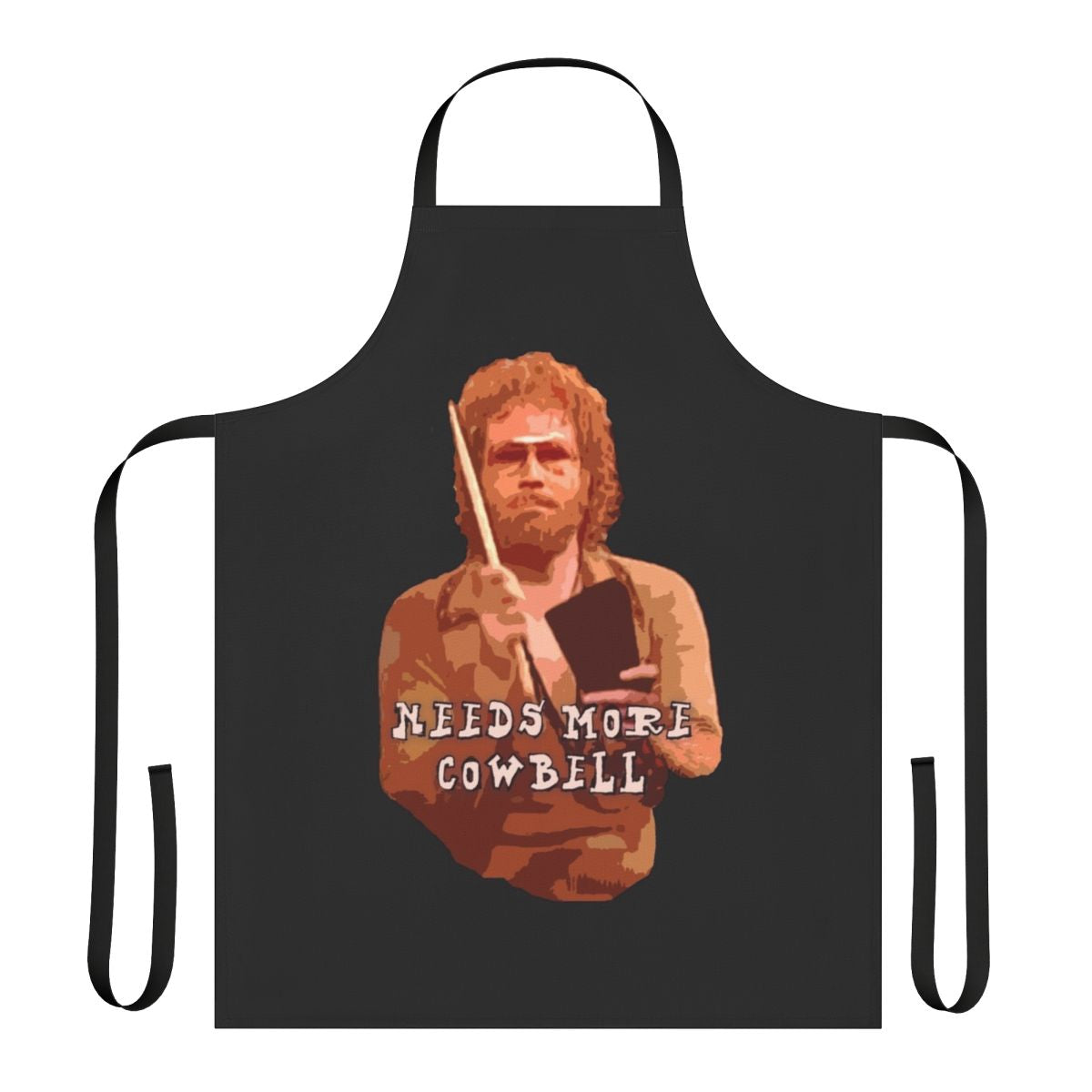 Funny cowbell-themed apron for musicians and music lovers
