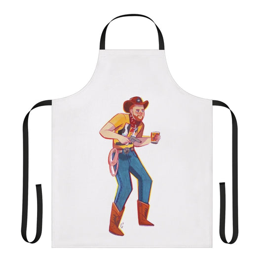 Illustration of a cowboy character on a cotton apron