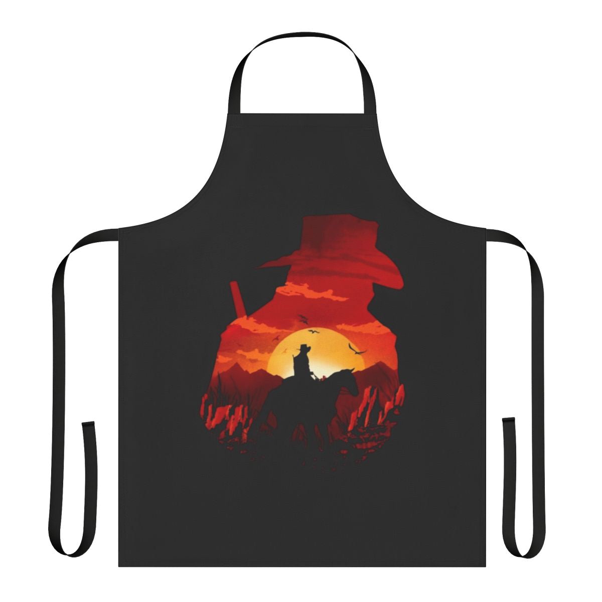 A red apron with a logo, perfect for fans of the Red Dead Redemption video game series.