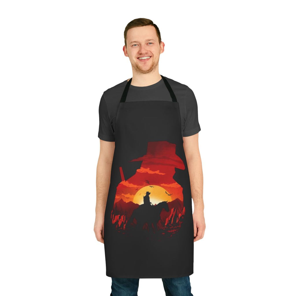 A red apron with a logo, perfect for fans of the Red Dead Redemption video game series.