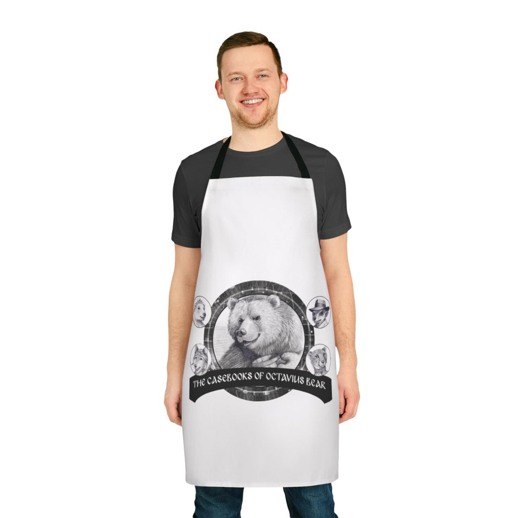Cozy bear-themed apron with the Casebooks of Octavius Bear design