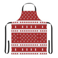 A cozy holiday-themed apron with a playful board game and snowflake design.